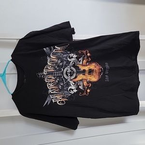 Men's XL Extra Large Hard Rock Las Vegas Shirt Short Sleeve Black 100% Cotton